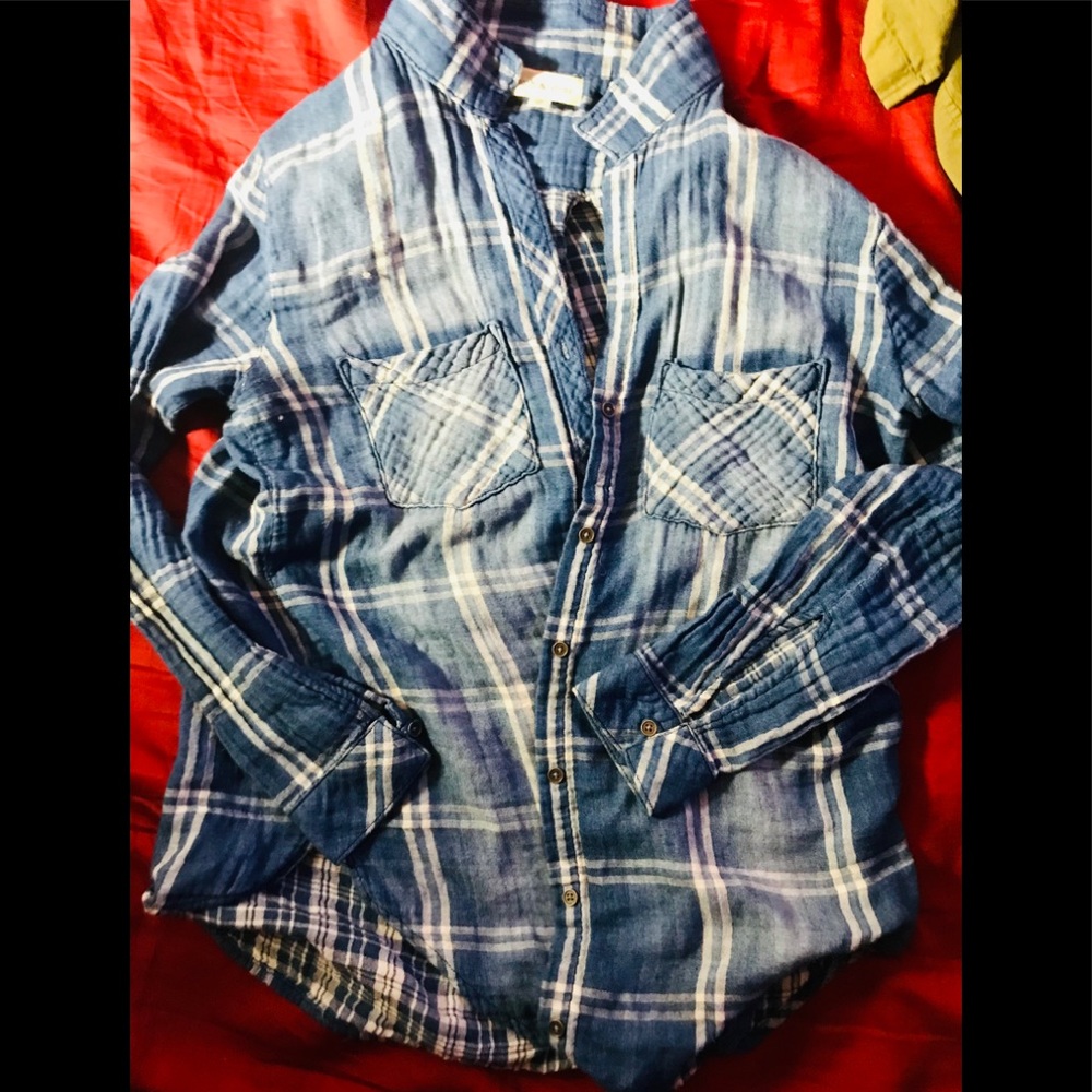 Anthropologie Cloth & Stone Brand Plaid Buttonup